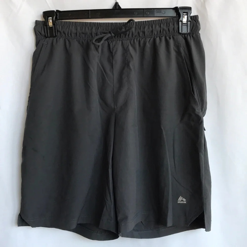 RBX charcoal gray drawstring performance shorts, M